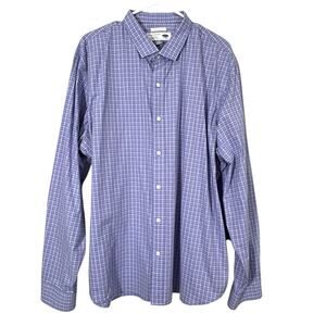 Old Navy Signature Shirt Men’s XXL Slim Fit Blue Check Long Sleeve